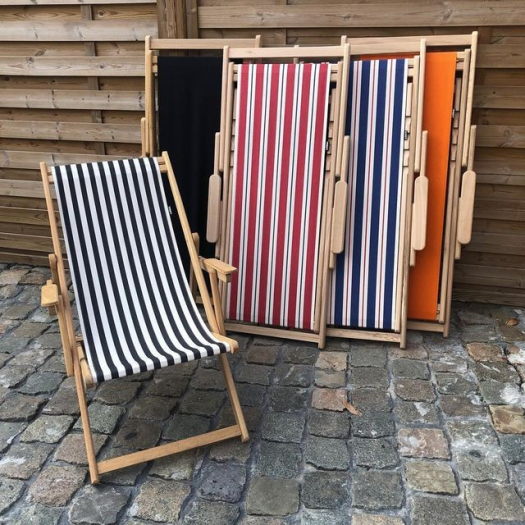 Chilienne ou transat avec accoudoirs toile coton