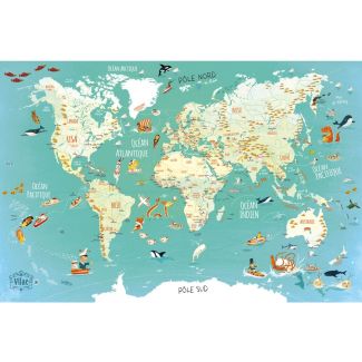 Vilac carte du monde magnétique en bois.