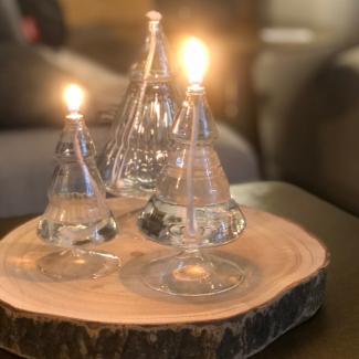 Lampe à huile en forme de sapin de Noël