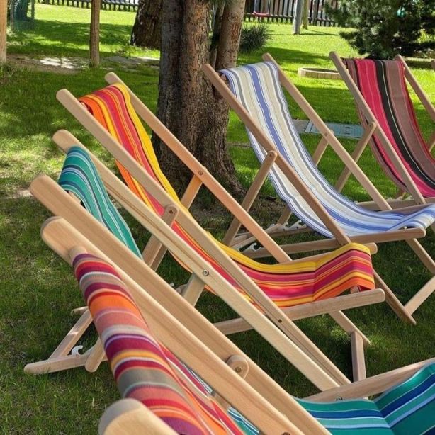 Toiles du Soleil : houten strandstoel met afneembare hoes