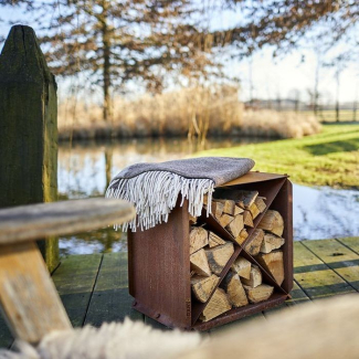 BLOX rangement bûches acier Corten