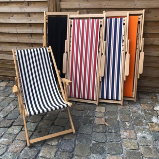 Chilienne ou transat avec accoudoirs toile coton