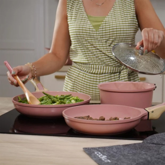 Cookut L'incroyable kit poêles et casserole à poignée amovible : Rose