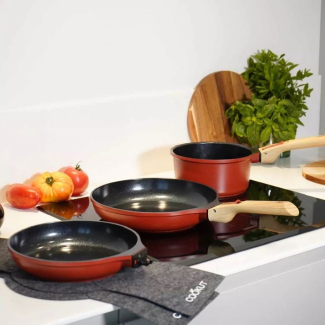 Cookut L'incroyable kit poêles et casserole à poignée amovible : Rouge