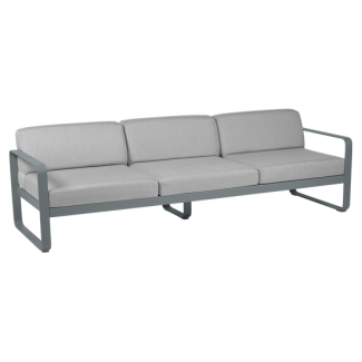 Fermob Bellevie : zitbank 3 Flanelle Grey kussens