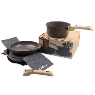 Cookut L'incroyable kit poêles et casserole à poignée amovible : Mokka
