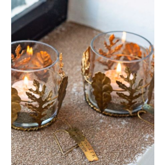 Photophore met herfstblad