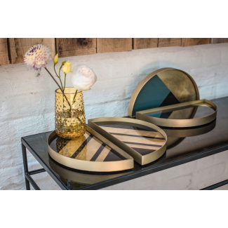 Notre Monde plateau verre demi-cercle 30X15CM 2PCS