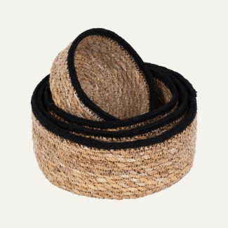 Panier Algues marines "Seagrass" naturel et noir S