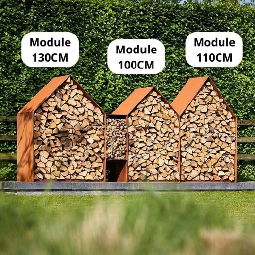 Houtopslag van corTen staal : bijkomende module