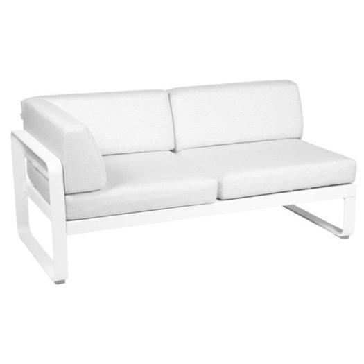 Fermob Bellevie: Module d'angle gauche 2 places Blanc Grissé