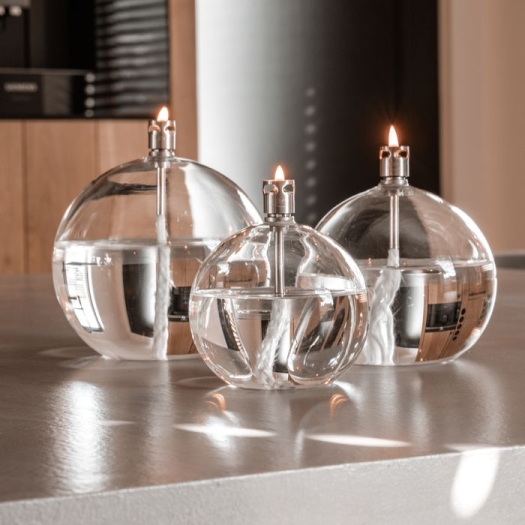 Lampe à huile sphère Chrome