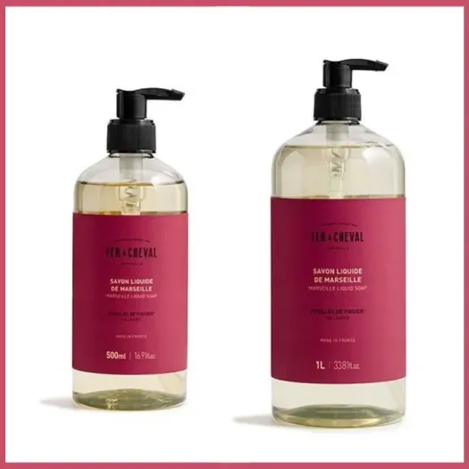 Image accueil produit représentant deux bouteilles de savon liquide parfum Feuilles de Figuier