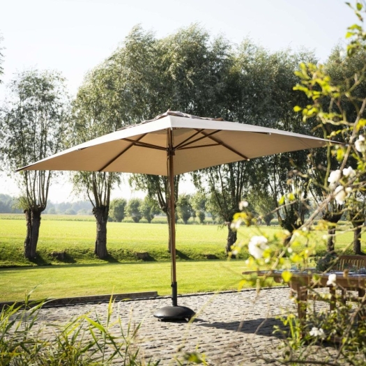 Sun Shade Parasol mât bois 300X300CM Ecru
