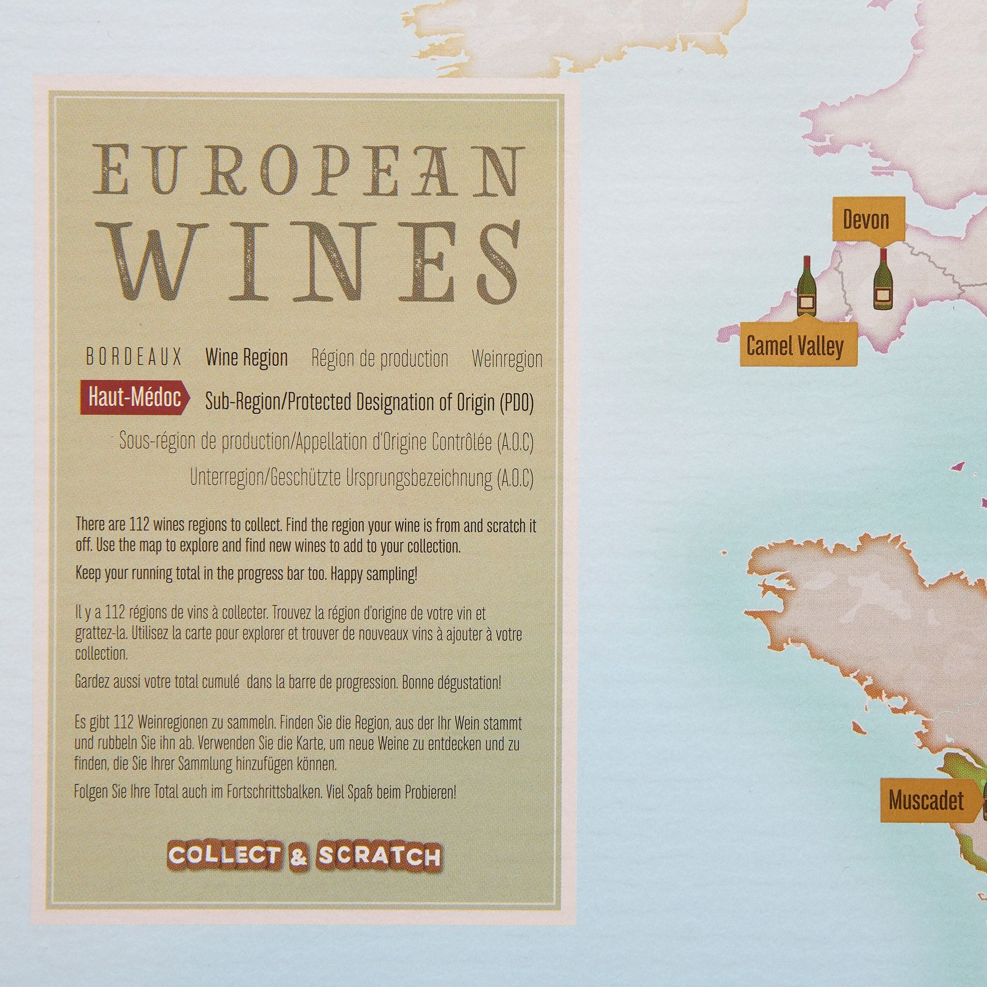 Carte des vins d'Europe à gratter