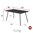 Image représentant les dimensions et poids du produit table 143X80 Fermob Luxembourg 