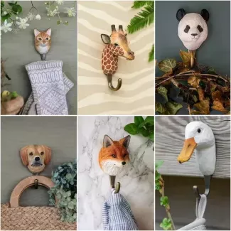 Image produit patères animaux en bois sculpté