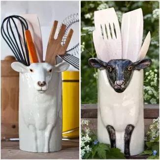 Productafbeelding van keramische potten voor keukengerei. 